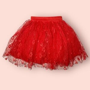 3/$10 Walmart Skirt Tutu S Red Lace Lined Mini
